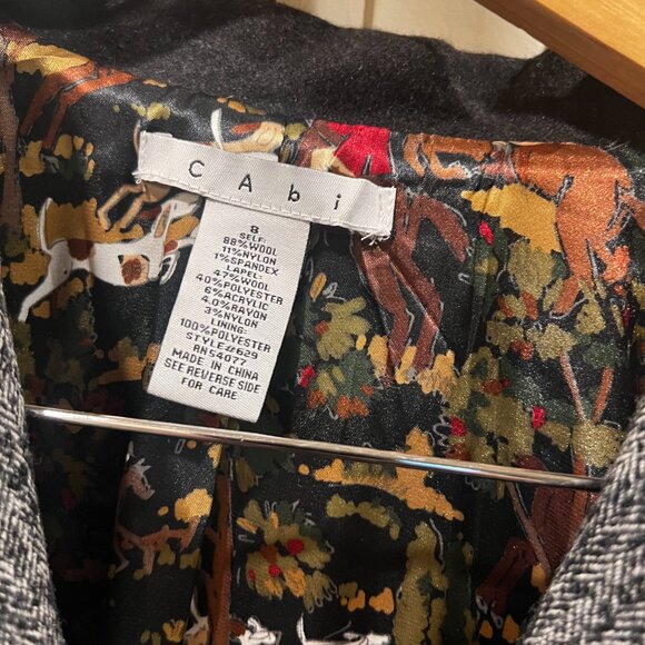 CAbi BLACK & WHITE EQUESTRIAN WOOL BLEND TWEED FOX HUNTER BLAZER SZ 8 - Picture 10 of 11